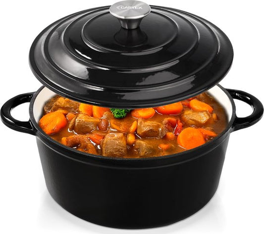 Casserole en fonte Elegance Royal - Castex - avec couvercle 24 cm - Noir