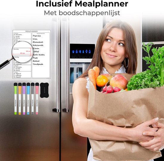 Systemyze - Planificateur mensuel et hebdomadaire - Tableau magnétique - Planificateur mensuel magnétique - Planificateur de repas, marqueurs et gomme inclus - Format A3