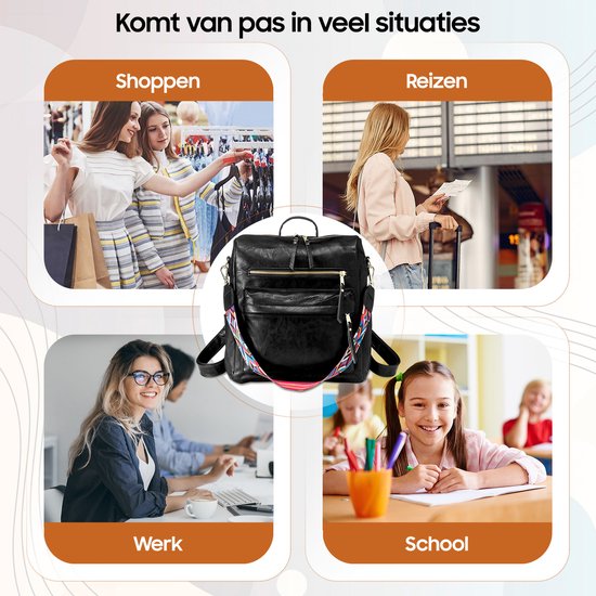 Sac à dos Glennoo - Sac à dos femmes - Imperméable - Petit - Compartiment antivol - Dos, épaule, sac à main en un - cuir PU souple