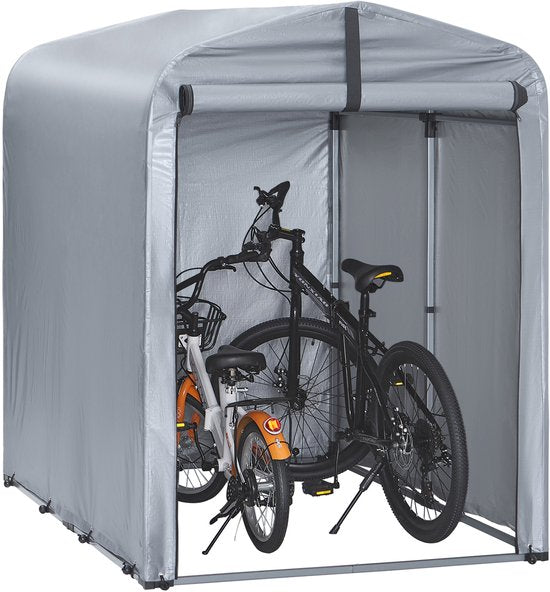 SoBuy Abri de jardin, Abri de jardin multifonctionnel pour vélos et outils, Abri pour vélos, Garage étanche pour extérieur, Argent, 120x176x163 cm, KLS11-K