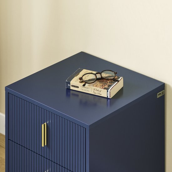 SoBuy Table de chevet, table de chevet avec 2 tiroirs, table d'appoint moderne pour la chambre et le salon, bleu, 40 x 40 x 47 cm FBT115-B
