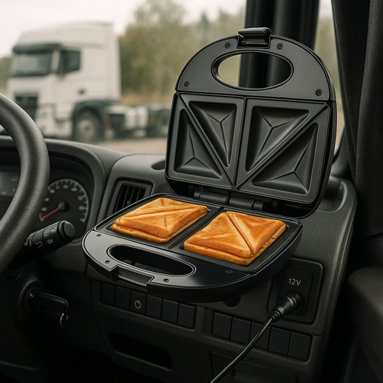 All Ride Sandwich maker 24V - Grille-pain pour la route avec prise 24V - Revêtement antiadhésif pour un nettoyage facile - Grille-pain compact pour camion - 240W