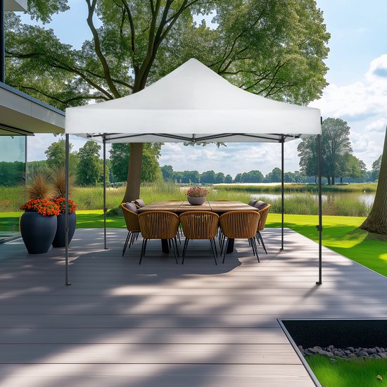 VONROC Party Tent - 3x3 m - Premium easy-up Party Tent - Modular Design - Foldable - Waterproof - Steel Frame - 50+ UV Protection - Incl. Storage Bag - White