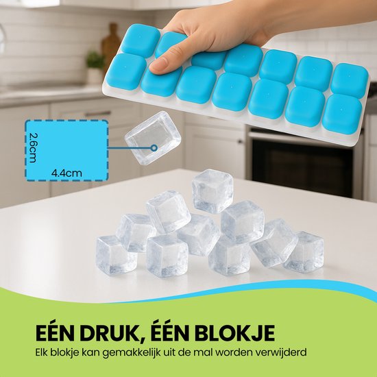 TTD® Moule à glaçons en silicone avec couvercle - Lot de 4 - 14 x 4 glaçons - Empilable - Sans BPA - Les glaçons sont faciles à presser