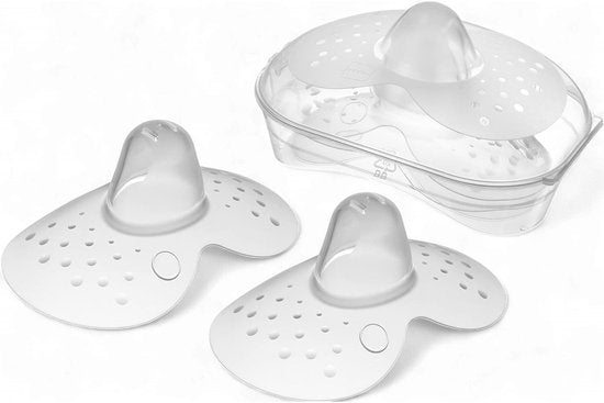 Qwali Organic Breastfeeding Nipple Hat - Size S - BPA free - Nipple protector - Transparent - Including storage container - 2 pieces