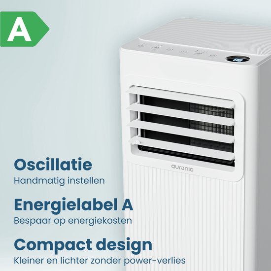 Auronic Mobile Air Conditioner - 9 000 BTU - 3 en 1 - Climatisation avec 2 kits d'étanchéité de fenêtre - Ventilateur - Déshumidificateur - refroidit jusqu'à 25m² - Blanc