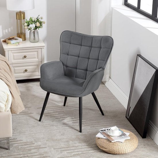 WOLTU Wing Chair, Moderne, Fauteuil de relaxation, Fauteuil TV, Confortable, Fauteuil de lecture, Salon, Fauteuil, Fauteuil de relaxation, Pieds en métal, Fauteuil
