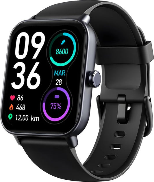 Maoo Boost 2 Smartwatch Femmes et Hommes - Convient pour Whatsapp et Belfonction complète - Android & iOS - Montre sport - Fréquence cardiaque, Saturation sanguine, Moniteur de sommeil - Podomètre, Compteur de calories - Étanche - Noir