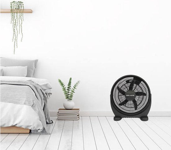 BRASQ Ventilateur de sol - 50 cm - Noir - 3 vitesses - Ventilateur sur pied - Réglable - 90 Watts