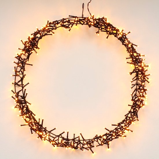 H&S - Couronne de Noël - Anneau - Ø48cm - 400led - Extra Warm White - 8 réglages