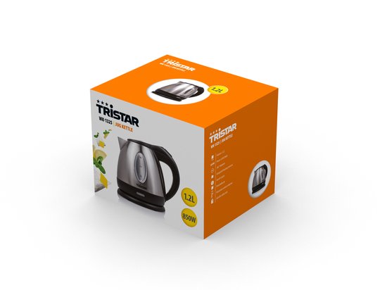 Bouilloire Tristar WK-1325 - 900W - 1,2L - adaptée au camping - acier inoxydable