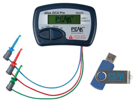 Peak Testeur de semi-conducteurs avancé pour l'analyse des composants, affichage graphique, détection des transistors et des MOSFET, connexion USB, convient pour JFET, diode, LED, SCR, triac, fonctionne avec un logiciel PC