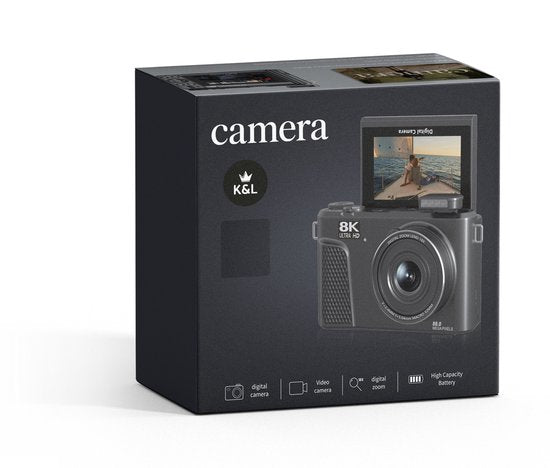 K&L - 8K 88MP - 18X Zoom - 128GB SD - WiFi - 3.0" UHD display - mic port - Caméra photo - Caméra compacte - Caméra Vlog