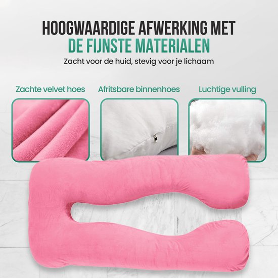 Avalo Oreiller de grossesse XXL 280 cm - Oreiller de sommeil latéral en forme de U - Oreiller ergonomique pour le corps - Oreiller d'allaitement & Oreiller pour le corps pour les femmes enceintes - Rose