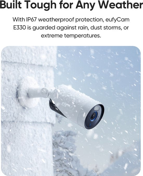 eufy Security E330 Outdoor Cameras, 4 Pack with HomeBase 3 - Ensemble de caméras extérieures - résolution 4K Ultra HD, enregistrement 24/7, couverture wifi de 464 m², reconnaissance faciale AI, caméras de sécurité extérieures filaires