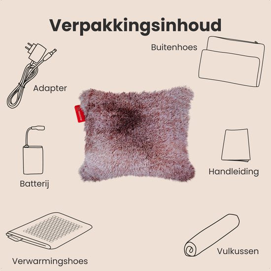 Auronic Heat Pillow - Teddy - 45x60 - Sans fil - Rechargeable - Oreiller électrique - Infrarouge - Rose