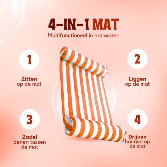 Travelly - Hamac d'eau de luxe - Hamac - matelas d'air - matelas d'air - piscine - jouet d'eau - hamac d'eau - Orange