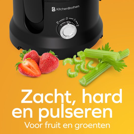 KitchenBrothers Extracteur de jus - Pour légumes et fruits - Extracteur de jus - Avec récipient à pulpe - 500ml - 600W - Noir