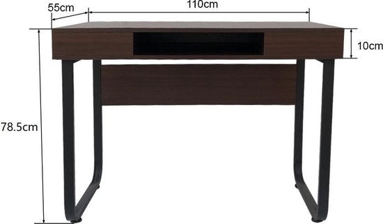 Bureau ordinateur table Sturdy - laptop desk - industrial vintage - black metal brown wood