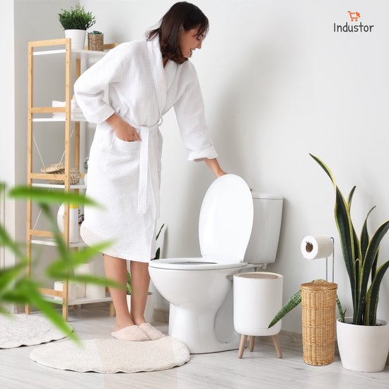 Industor® Porte-rouleau de toilette Standing en osier tressé à la main - Porte-rouleau de toilette pour 3 rouleaux avec couvercle - Porte-rouleau de toilette, Accessoires de salle de bain et Décoration