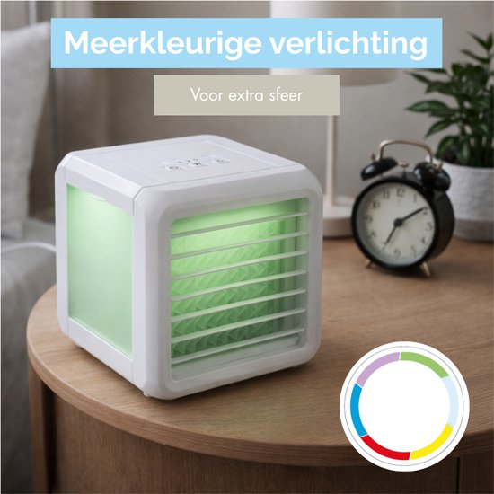 Lifetime Air Mini Air Cooler - Humidificateur d'air avec 2 éléments de refroidissement - Refroidisseur d'air avec eau et 3 niveaux - Climatiseur mobile sans tuyau pour chambre à coucher - 16 x 16 x 16.5 cm