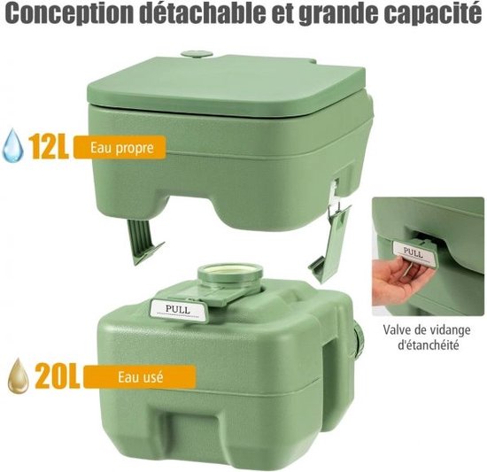 Laodikya Home Camping Toilet Travel Toilet Portable Portable Chemical Toilet 20L + 12L