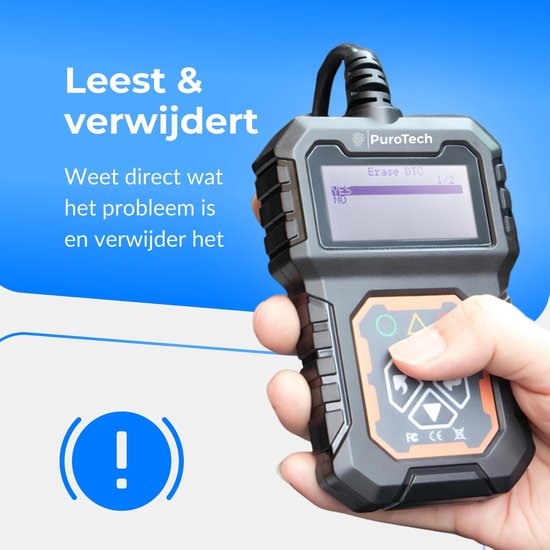 Scanner OBD2 - PuroTech - Diagnostic voiture - Lecture et suppression de codes défaut - Compatible véhicules dès 2000 - Écran LCD - Noir/Orange