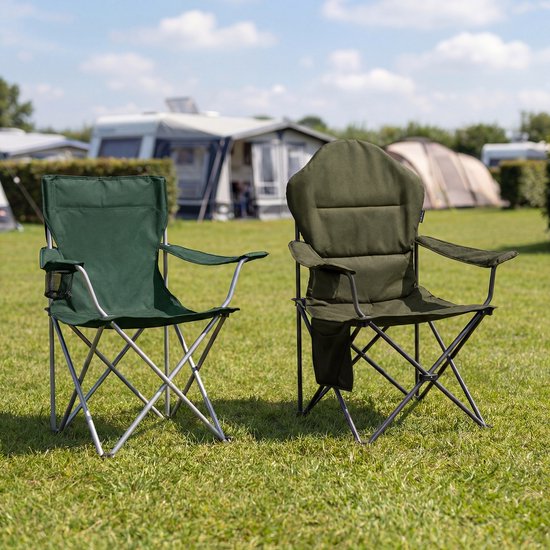 TRVLMORE Chaises de camping XXL - pliables - 2-Pack - Capacité de charge 160KG - Sac de transport inclus - Chaise pliante - Chaise de pêche - Chaise de camping - Chaise pliante - Vert