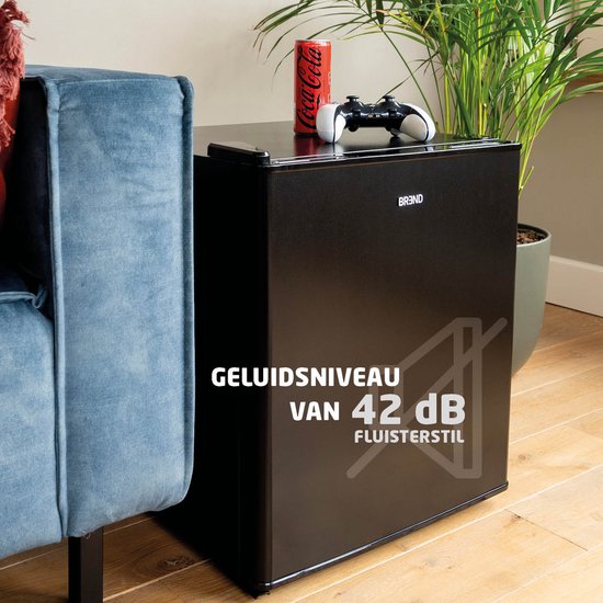 BREND BR-2241 Mini réfrigérateur avec congélateur - 42 + 5 litres - Réfrigérateur-congélateur - Eclairage LED - Noir - Idéal pour le bureau, le camping et la chambre à coucher