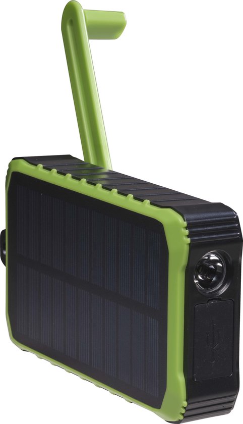 Denver Solar Powerbank 10 000 mAh - Alimentation solaire - Pack d'urgence - Lampe de poche incluse - PSO10012