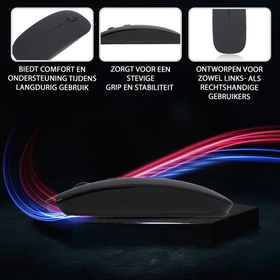 K&L Wireless Mouse - Souris sans fil Bluetooth pour ordinateur portable - Silencieuse - Rechargeable - Noir