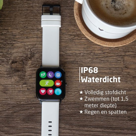 BREND Smartwatch pour femmes et hommes - podomètre, tensiomètre et cardiofréquencemètre - montre de sport - étanche - blanc