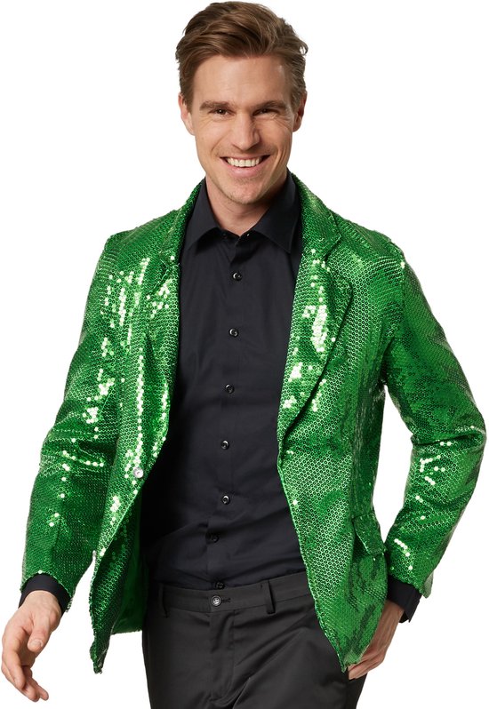 Dressforfun Manteau paillette homme vert XXL - Robe de soirée Halloween costume de soirée carnaval robe de soirée - 303945