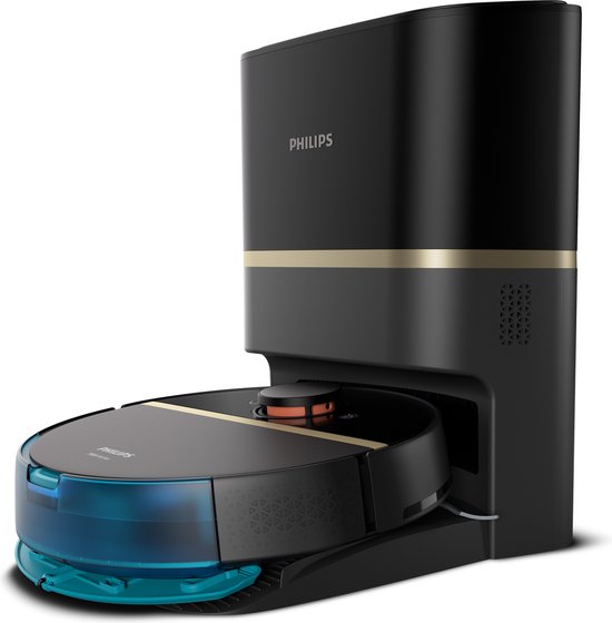 Robot aspirateur - Philips HomeRun Aqua 7000 Series XU7100/01 - Station de charge incluse - Noir/Or