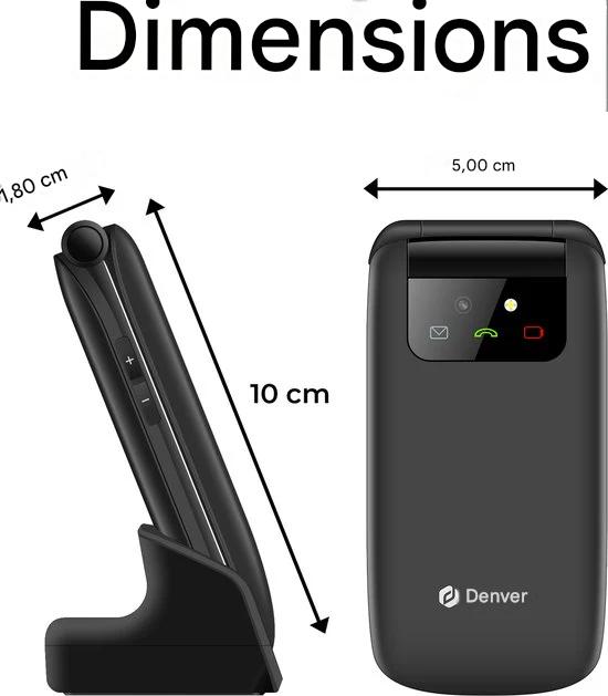 Denver Seniors Téléphone Mobile 4G - Grandes touches - Bouton SOS - Support de charge - GSM - Simlock-free - Bluetooth - BAS24600L