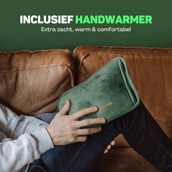 Vulpes Goods® - Carafe électrique - Flanelle verte douce - Affichage numérique - Sans fil et économe en énergie - Chauffe-mains inclusCompter les douleurs menstruelles et musculaires - Carafe chaude pour le lit