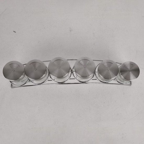Porte-épices - 7 pièces - acier inoxydable et verre