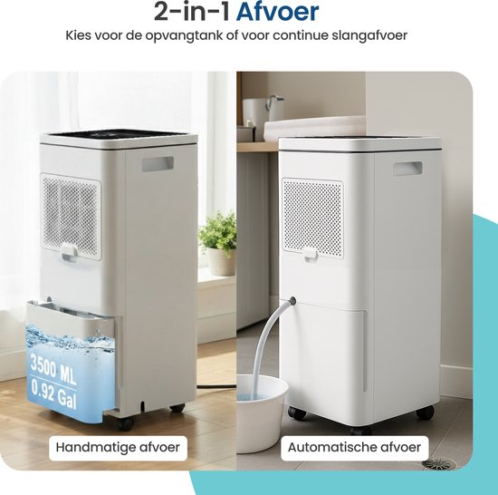 Gologi Déshumidificateur avec application - Déshumidifie jusqu'à 20L par jour - Fonction Lavage-Séchage - Pour la maison - Convient pour la cave, la chambre, la salle de bain et le salon - Déshumidificateur - Dévoreur d'humidité contre la moisissure - Bla