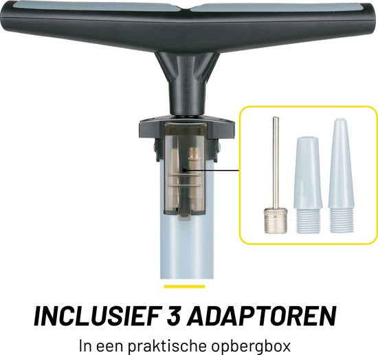 Pompe à vélo Dunlop avec manomètre - Pompe à vélo pour valve Dunlop, Schrader et française - Pompe sur pied avec adaptateurs pour jouets aquatiques et balles