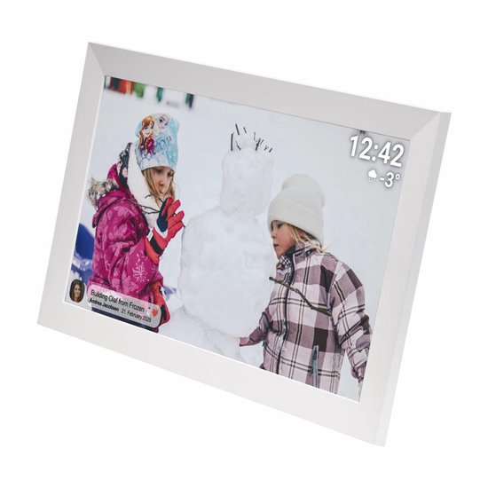 Cadre photo numérique Denver 15,6 pouces - XL - Full HD - Frameo App - Cadre photo - WiFi - 32GB - IPS Touchscreen -PFF1504