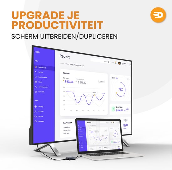 Drivv. Adaptateur USB C vers HDMI 3 en 1 - HDMI 4K 60hz - USB 3.0 - PDW 100w - Noir