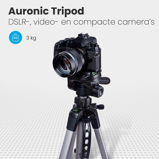 Auronic Trépied - Appareil photo - Téléphone - Iphone - Trépied avec support pour smartphone - Gris argenté