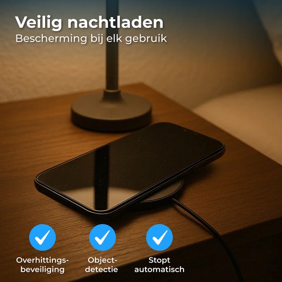 Nuvance Wireless Charger - Chargeur rapide 15W - Convient à Magsafe - Chargeur sans fil - Câble Usb-C inclus - Noir