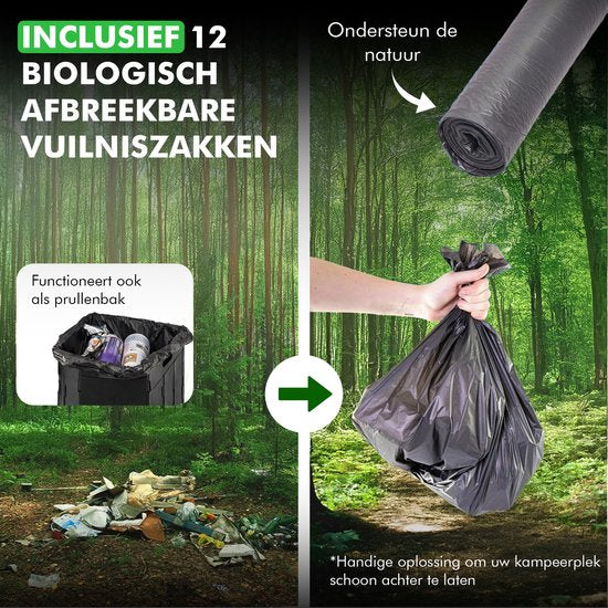 Toilette de camping Travelhawk - Seau de toilette - Portable et pliable - Comprend 12 sacs biodégradables et 10 sacs d'absorption - Idéal pour le camping, les festivals et les activités de plein air.