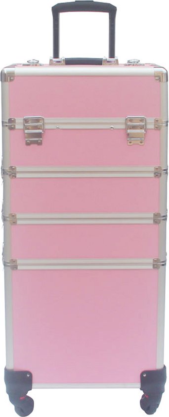 VDD trousse de maquillage trolley - cosmétiques trousse de maquillage pour les ongles - 4 en 1 - Rose