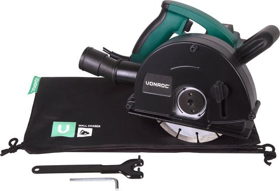 Rainureuse murale - VONROC - Machine à rainurer - 1700W - Ø150MM - Incl. 2 disques diamantés & sac de rangement