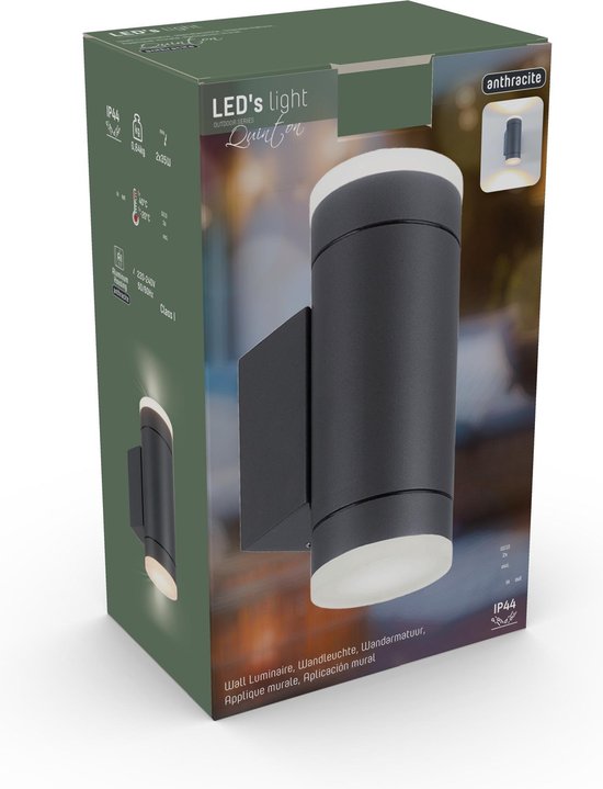 Led's Light AllWeather Double Outdoor Light - IP44 - Anthracite mat - 177 x 65 x 102 mm