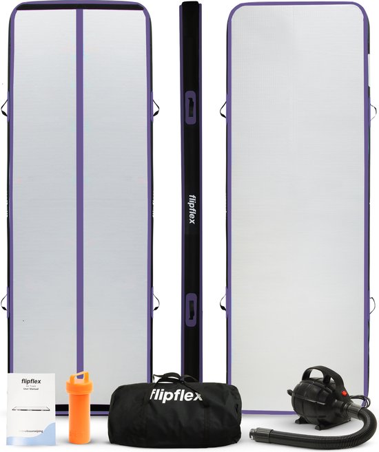 Flipflex Airtrack - Tapis de gymnastique - 3 mètres - 20cm d'épaisseur - tapis de gymnastique - avec mini-tour 600W - avec sac de transport de luxe - Gymnastique