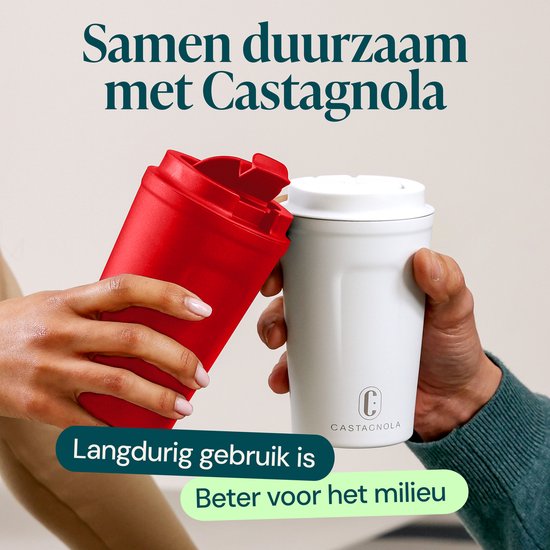 Tasse thermos Castagnola - Tasse à café à emporter - Tasse de voyage pour café et thé - Tasse à thé - 380 ML - acier inoxydable - Rouge