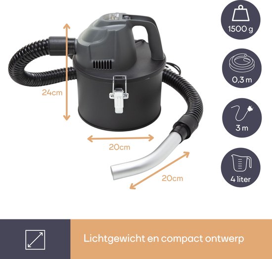 Mini aspirateur de particules - Perel - Tuyau flexible - 0,3 m - Filtre HEPA - 600 W - 4 L